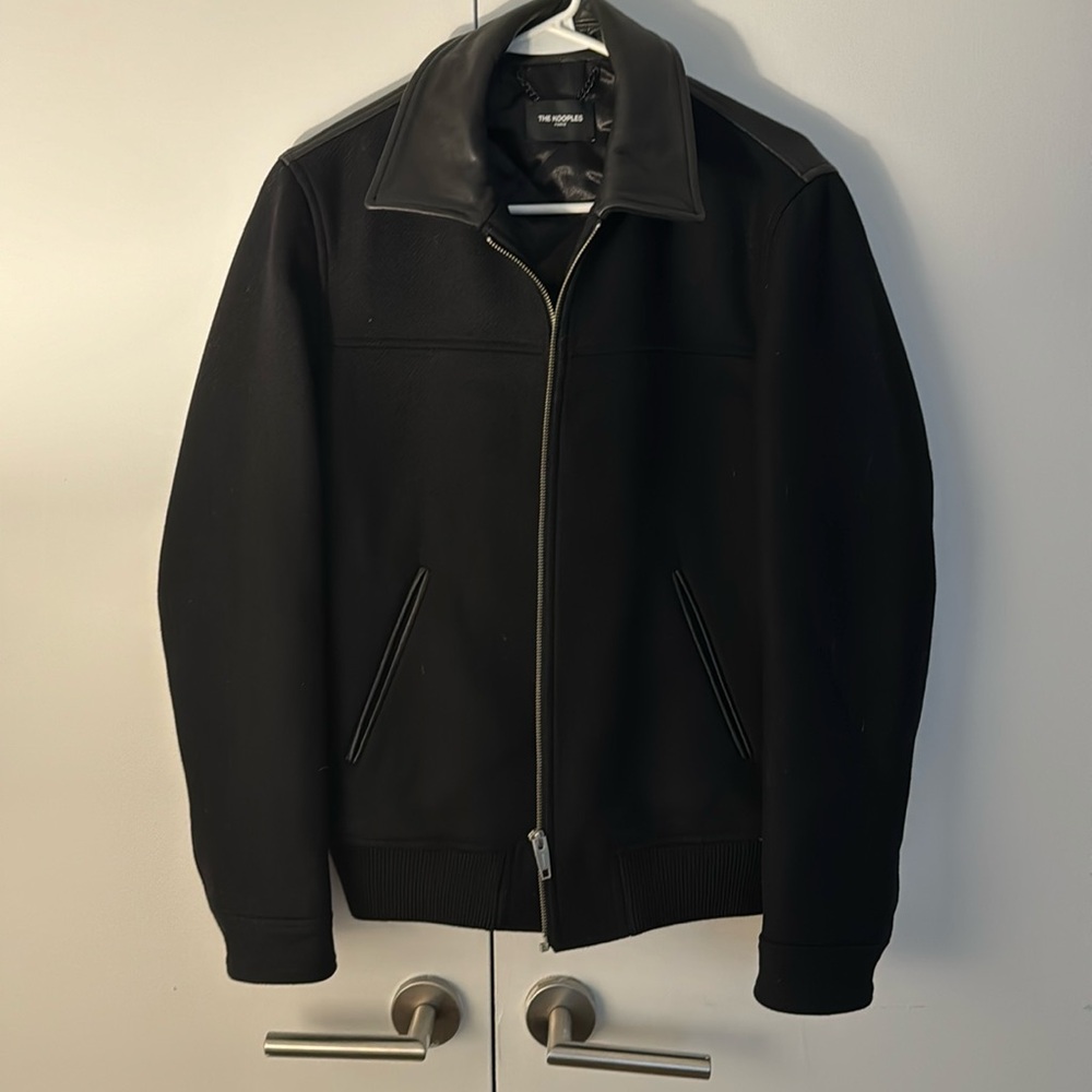 Kooples Wool and Leather Bomber Jacket